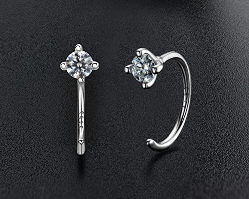 Moissanite Cartilage Hoop Huggie Earrings For Women Sterling Silver, Dainty Tiny Hoop Stud Cartilage Piercing Earrings For Women #TOP1