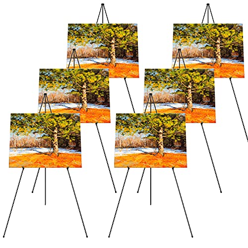 Instant Display Easel Stand - 63" Tripod Collapsible Portable Artist Floor Easel - Easy Folding Telescoping Adjustable Art Poster Metal Stand for Display Show (6 Pack)