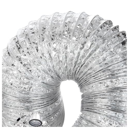 Tubo Flessibile Dell'aria, Condotti di Ventilazione in Doppio Alluminio, Resiste Alle Alte Temperature, Tubo di Sfiato Dell'essiccatore per Evacuazione Fumi e Vapori, con Morsetti e Nastro Adesivo(4m,