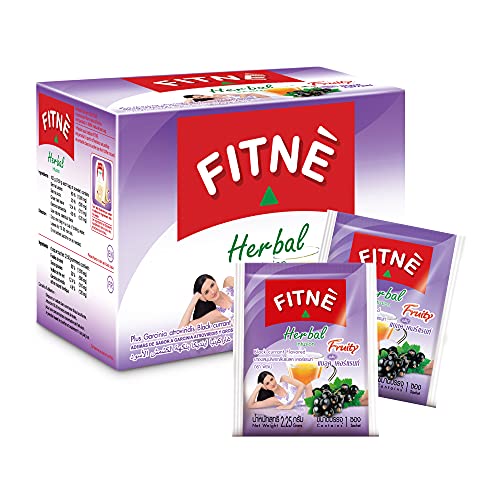 FITNE Black Currant Herbal Green Tea Fruity Scent With Garcinia Senna Infusion Detox Cleansing Diet Boost Antioxidant Fat Burning Metabolism For Weight Loss No Calories, 15 Tea Bags
