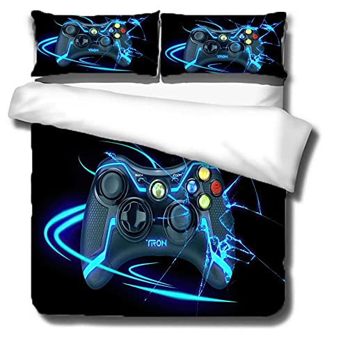 Jaqwll Gamer Gaming Bedding Set 3D Gamepad Video Games Twin Size Comforter Sets For Boys Games Console Action Buttons Novelty Colorful Modern Home Quilt Set (Twin, Blue-Black) #TOP22