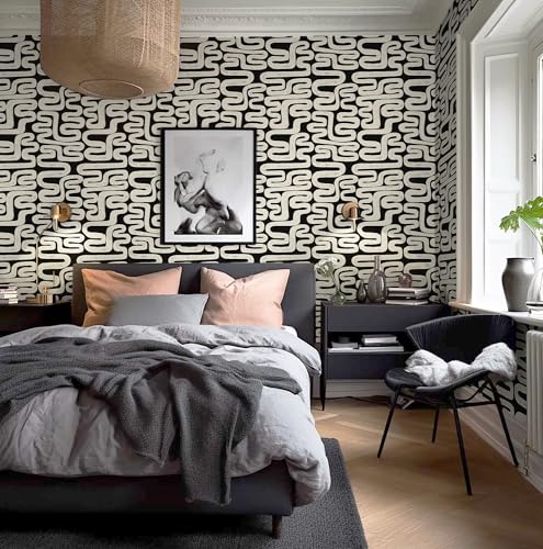 Black and Cream White Peel and Stick Wallpaper Modern Geometric Self-Adhesive Removable Contact Paper Thicken Waterproof Easy to Clean Decorative Wall Paper for Bedroom Bathroom 17.3in x 78.7in Black and Cream White Peel and Stick Wallpaper Modern Geometric Self-Adhesive Removable Contact Paper Thicken Waterproof Easy to Clean Decorative Wall Paper for Bedroom Bathroom 17.3in x 78.7in