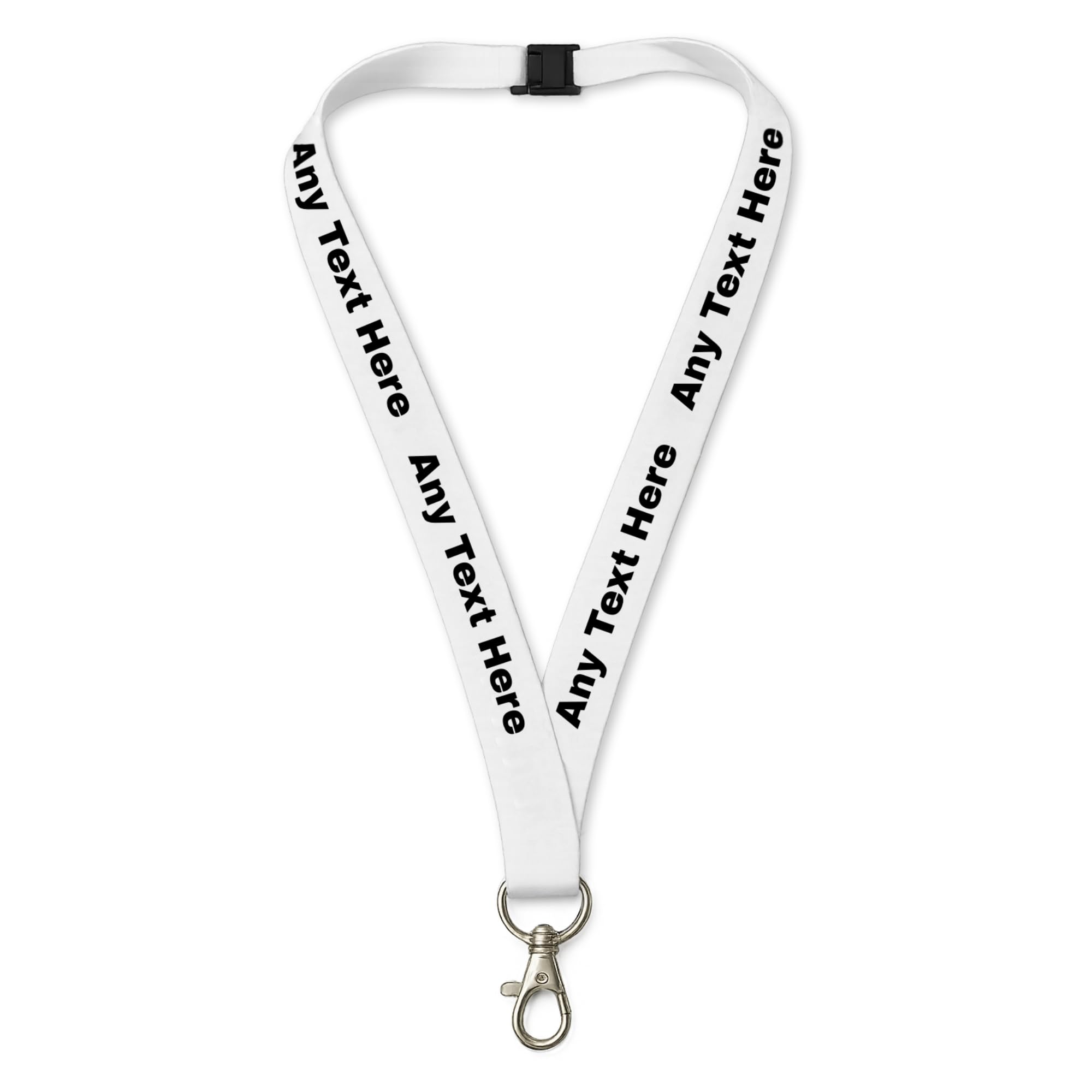 Printed Lanyards Personalised Custom Any Text Colour Lanyard Safety Break ID Card Holder. Visitor Security Company Event Gig Show Staff Teacher NHS Nurse (White)