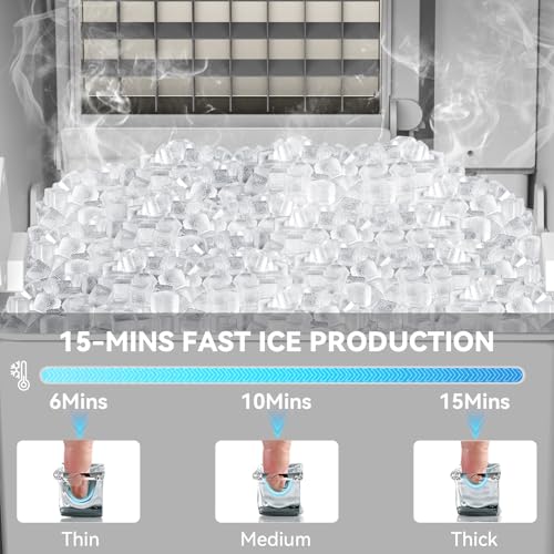 Image of SOZT Under Counter Ice Maker, 120LBS /24H Commercial Ice Machine | Self-Cleaning & 24H Timer, 30LBS Storage - Reversible Door, Built-in /Freestanding Design for Home Bar Cafe Restaurant