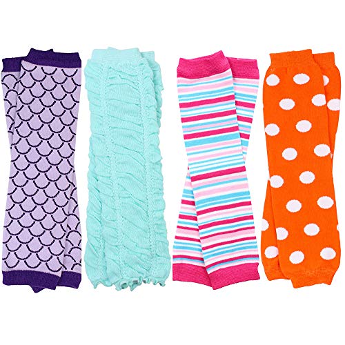 juDanzy 4-pack baby & toddler leg warmers gift set for boys & girls (Newborn (up to 12 pounds), Beach 4-Pack)