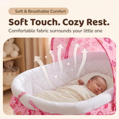 Image of StarAndDaisy Baby Cradle for Newborn Baby, Baby Bassinet with Swing Lock & Velcro Straps, Stable Baby Swing Cradle for Sleeping & Rest, Secure and Comfortable Infant Cradle