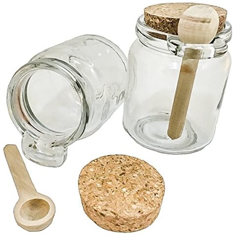 6ct. Premium 8oz Reusable Chefs Glass Spice/Salt Jar with Wooden Spoon Cover