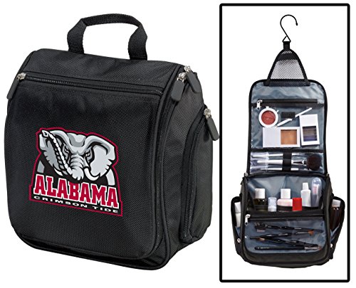 Broad Bay Alabama Toiletry Bags Or Hanging University of Alabama Travel Shaving Kit for Men (Black - Elephant Logo)