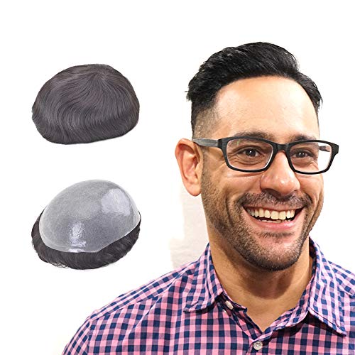 Lordhair Toupee for Men Human Hair 0.06mm Thin Skin Medium Density Hair System for Men 8x10 Inches, Medium-light Brown Color 6