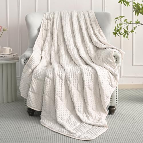 Image of Mr. Sandman Weighted Blanket for Adults, Heavy Blanket for Woman, Man Sleeping /Calm, Soft and Cozy Weighted Throw Blankets, Machine Washable, 60 x 80in, 15 lbs, White