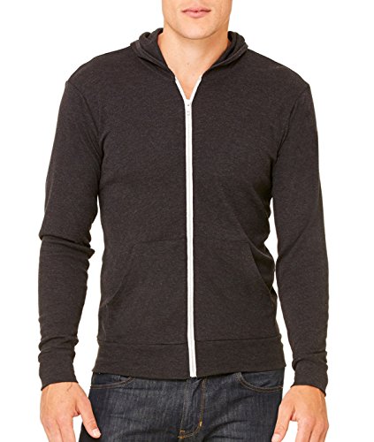 Bella + Canvas Unisex Triblend Full-Zip Hoodie, Chrcl Blk TriBlend, X-Small2