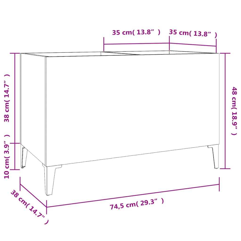 Helloshop26 Armadietto a dischi Classico Funzionale Soggiorno 74,5 x 38 x 48 cm in Legno Bianco 02_0049207