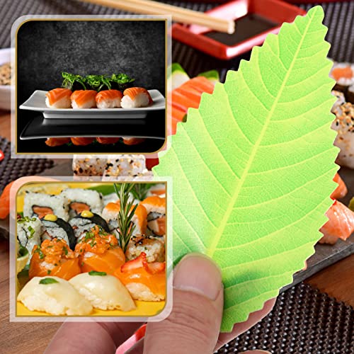 Doitool 200Pcs Sushi Palte Leaves Decoration Sashimi Dish Fake Leaves Foods Serving Tray Ornament For Japanese Restaurant Plate Decorating Supplies Light Green #TOP6