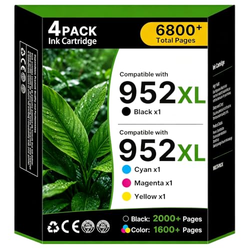 Image of 952XL Ink Cartridges Combo Pack Compatible for HP 952XL Ink Cartridges Combo Pack 952XL 952 Ink to Use with HP OfficeJet Pro 8710 7740 8720 8715 8210 8703 9702 OfficeJet 8702 Printers (4 Pack B /C /M /Y) | 952XL 952 Ink to Use with HP OfficeJet Pro 8710 7740 8720 8715 8210 8703 9702 OfficeJet 8702 Printers (4 Pack B /C /M /Y)