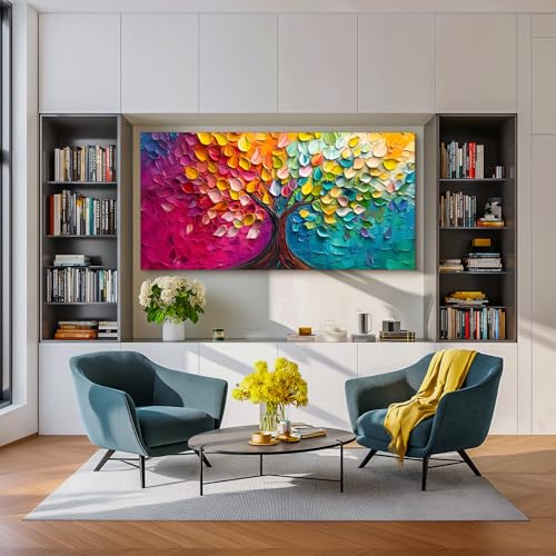 SERIMINO Tree of Life Large Wall Art, Abstract Colorful Tree Canvas Painting, Nature Plant Artwork for Walls, Red Teal Aesthetic Wall Decor Living Room Bedroom, Modern Office Decor Art Prints 30"X60"