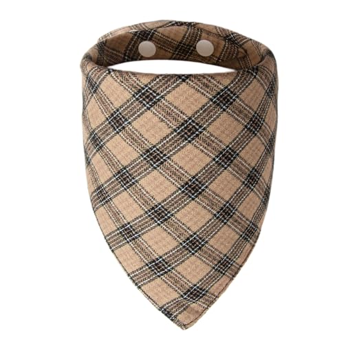 ICEMOOD Hunde Bandana – Karo-Halstuch mit Druckknopf, weich, atmungsaktiv & waschbar, Accessoire für kleine und mittelgroße Hunde (3–15 kg), Beige Karo