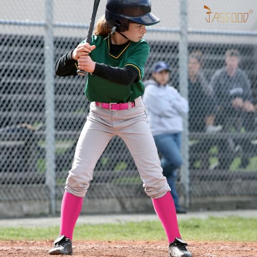 Image of JASGOOD 2 Pack Baseball Socks and Belt Combo Set Softball Socks and Belts Elastic Waist Belt for Youth and Adult Boys