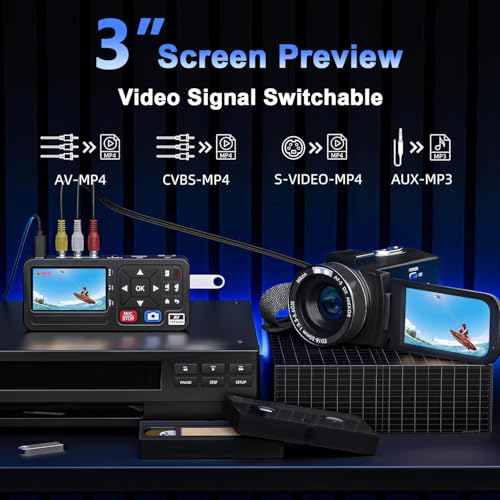 Convertisseur VHS vers numérique autonome avec télécommande et écran intégré