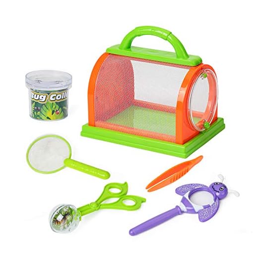 Kids Bug Catcher Kit for Outdoor Explorer Bug Collection, Magnifying Glass, Butterfly Net, Critter Case, Tweezers and Bug Observation Container for Boys and Girls Toddlers Science Educational Playset