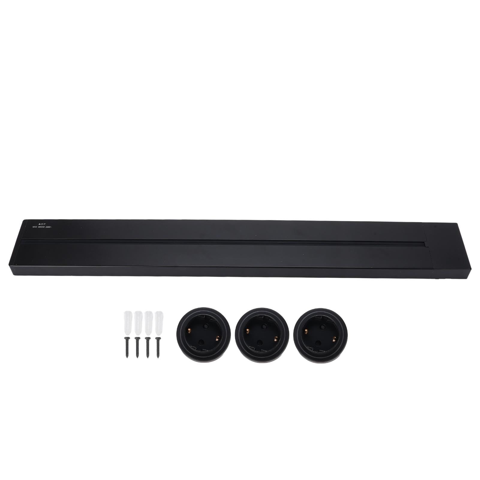 FTVOGUE Regleta de Enchufes de Pared con Riel de 600 Mm, 32 A, 8000 W, Deslizante, con Protección IP20 contra el Agua e Indicador LED para Cocina, Sala de (Adaptadores de Enchufe 3xEU AC250V 16A)