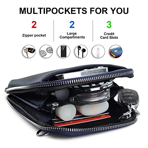Image of befen Genuine Leather Crossbody Cell Phone Purse for Women, Small Zip Around RFID Blocking Crossbody Wallet Bags