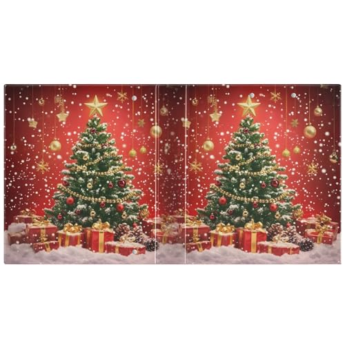 Image of Christmas Tree Gift Box 3 Ring Binder with 2 Interior Pockets 1.5 inch Binders 3 Ring Heavy Duty Fit 8.5 inch x 11 inch Letter Size for Office School, 2 Pack