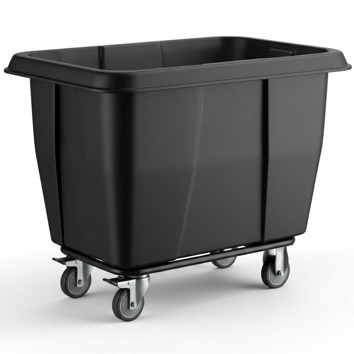 Commercial Laundry Truck 8 Cubic Foot 500 lb., Black Cube Truck, Construction Trash Recycling Trolley, Industrial Garbage Wagon Transportation,