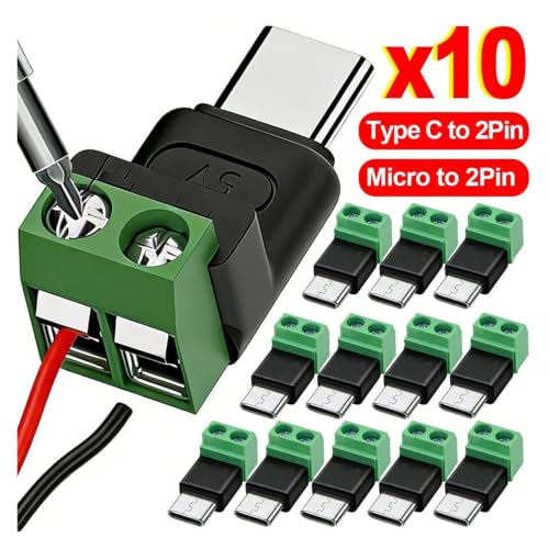 Adaptador USB C a terminal de tornillo de 2 pines para proyectos de 5V 3