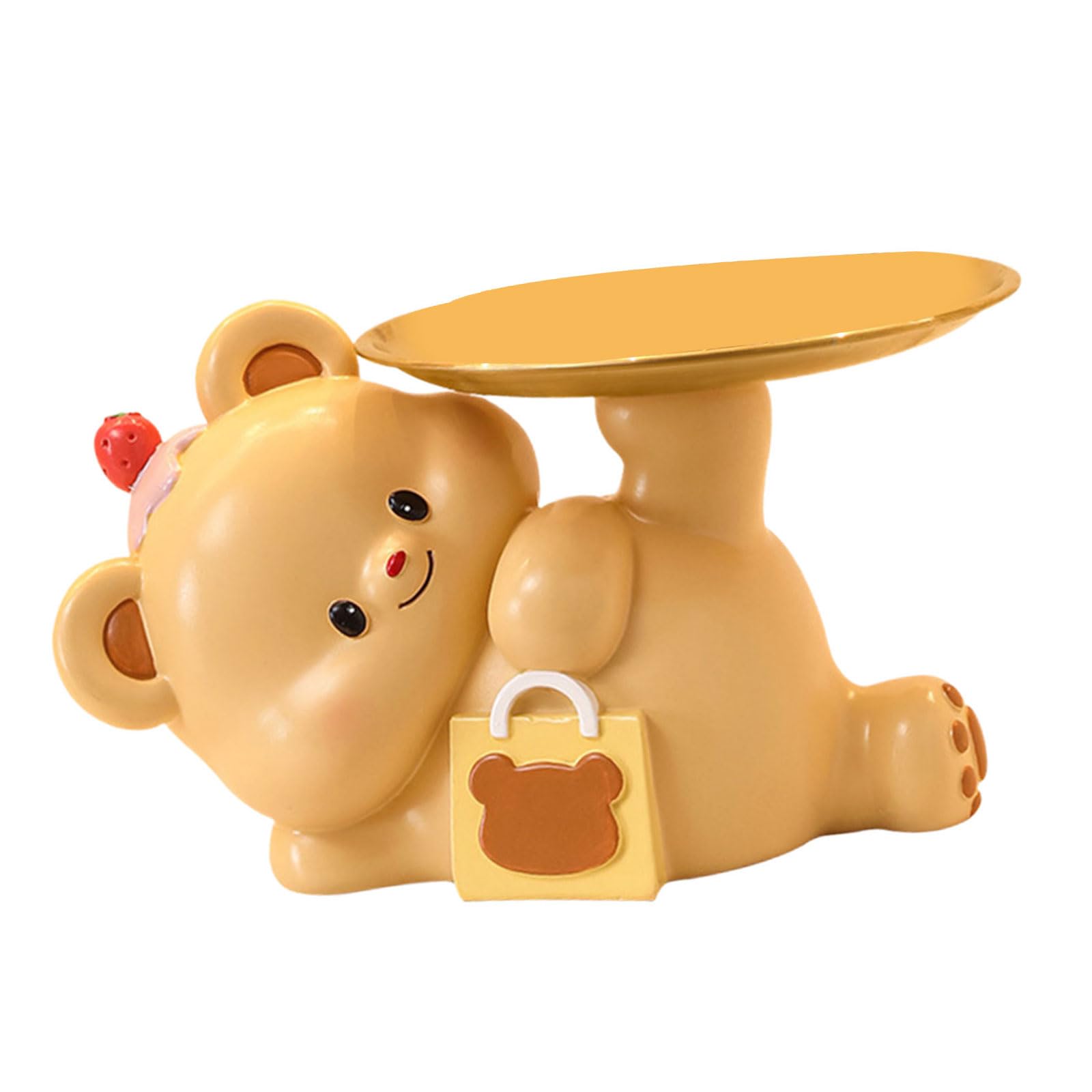 YWLUUOO Bear Tray Animal Figurine Holding Storage Animal Storage Jewelry Earrings Decorative Cartoon Bear Entrance Holder