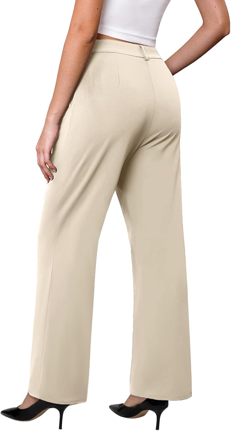 Womens Wide Leg Dress Pants Stretchy High Waisted Work Pants Business Casual Office Trousers with Pockets - Image 2