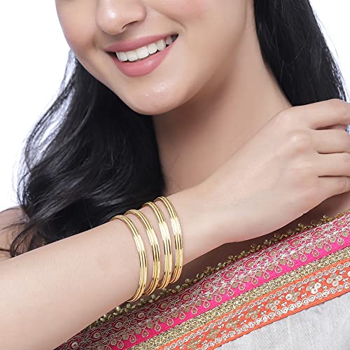 Set of 4 Traditional Dual Toned & Silver Handcrafted Bangles (2.6)