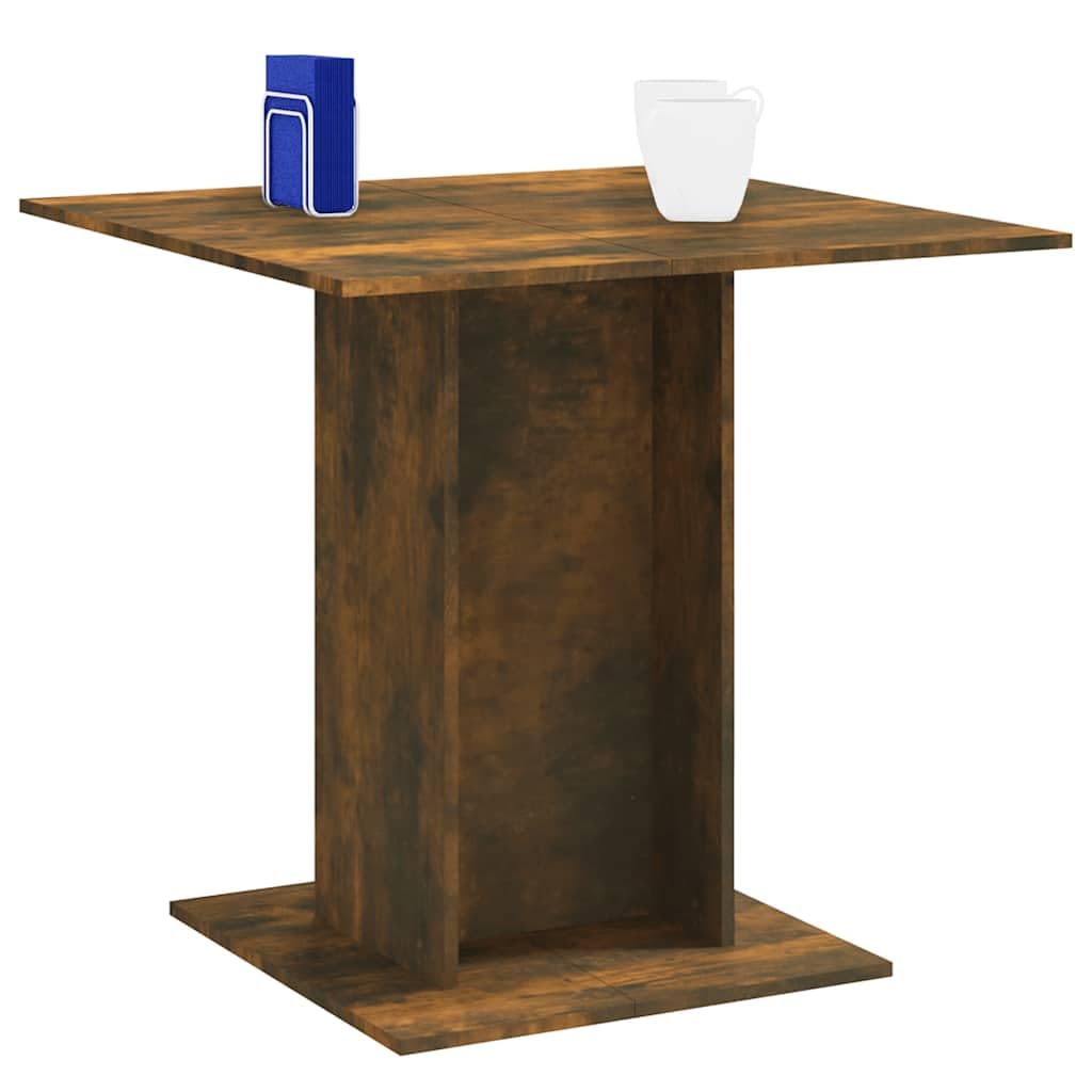 Tavolo da pranzo quadrato in rovere affumicato, 80 x 80 x 75 cm | Tavolo a colonna compatto per cucina e sala da pranzo con robusto piano del tavolo e ampia base in elegante effetto rovere
