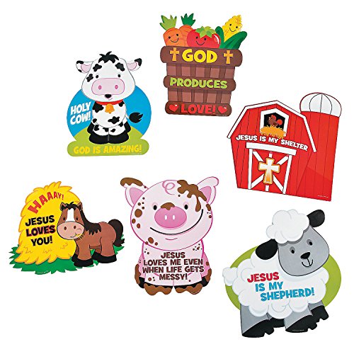 Fun Express Barnyard Cutouts - Educational and Learning Activities for Kids - VBS Vacation Bible School Supplies/Decor- 6 Pieces