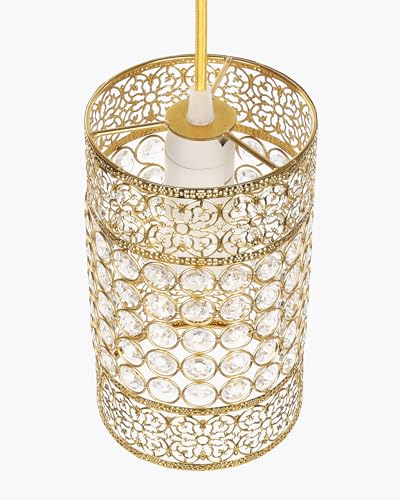 Image of Homesake Vintage Crystal Hanging Light | Antique Gold Finish | Pendant Light | Ceiling Lamp | Home Decor | Indoor Lighting | Living Room, Bedroom, Dining Room, Kitchen | Trending Home Accessories