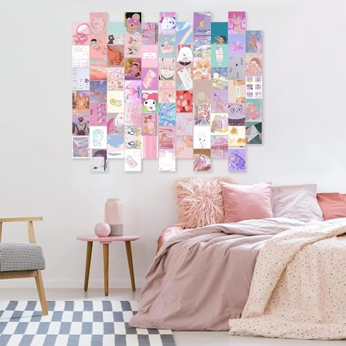 Image of Paper 70Pcs Danish Pastel Wall Collage Kit Aesthetic Pictures, Posters Matisse Wall Art Prints Preppy Room Decor 4 inchX6 inch For Teens Girls Women Dorm Bedroom (Kawaii Wall Collage Kit)