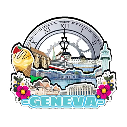 Imán de madera para nevera de Ginebra, Suiza, colección creativa, hecho a mano, viajes, hogar, oficina, paisaje, decoración de nevera, 757