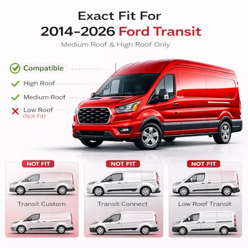 Image of KPY Rain Guards Fit for 2014-2026 Ford Transit, Out-Channel Window Visors Vent Wind Deflectors 2PC, Truck Accessories for 14-26 Transit (High Roof & Medium Roof Only)