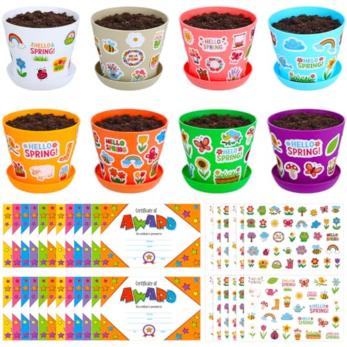 Domensi 30 Pack Garden Pot Craft Kit 4 Inch DIY
