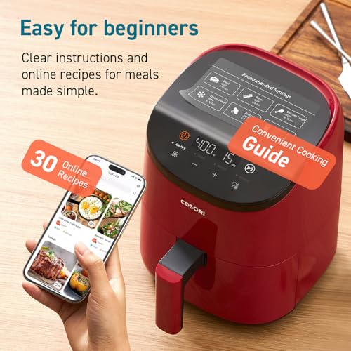 Image of COSORI Air Fryer, 2.1 Litres, Mini Fryer 4-in-1, for Baking, Roasting, Warming, 97% Less Oil, Compact & Quiet, Non-Stick Coating and Dishwasher Safe Basket, 30