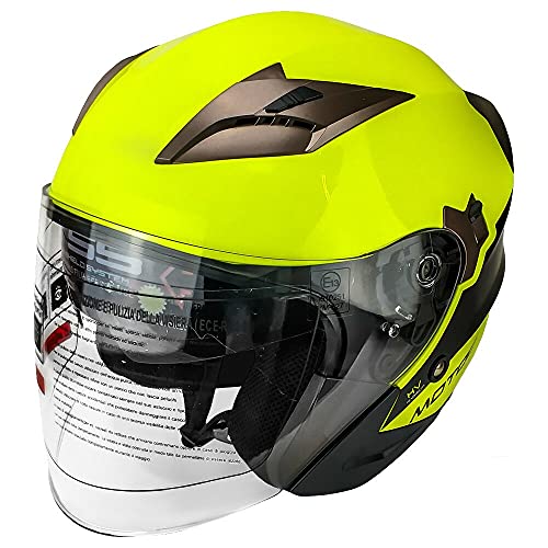 Motocubo CASCO MOTO JET TOURER DOPPIA VISIERA GIALLO FLUO GIALLO TAGLIA XL