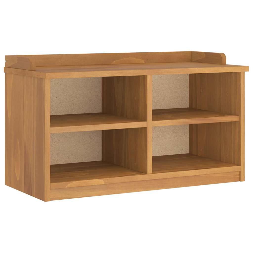 Banc de rangement pour couloir en bois de pin massif naturel pour l'entrée