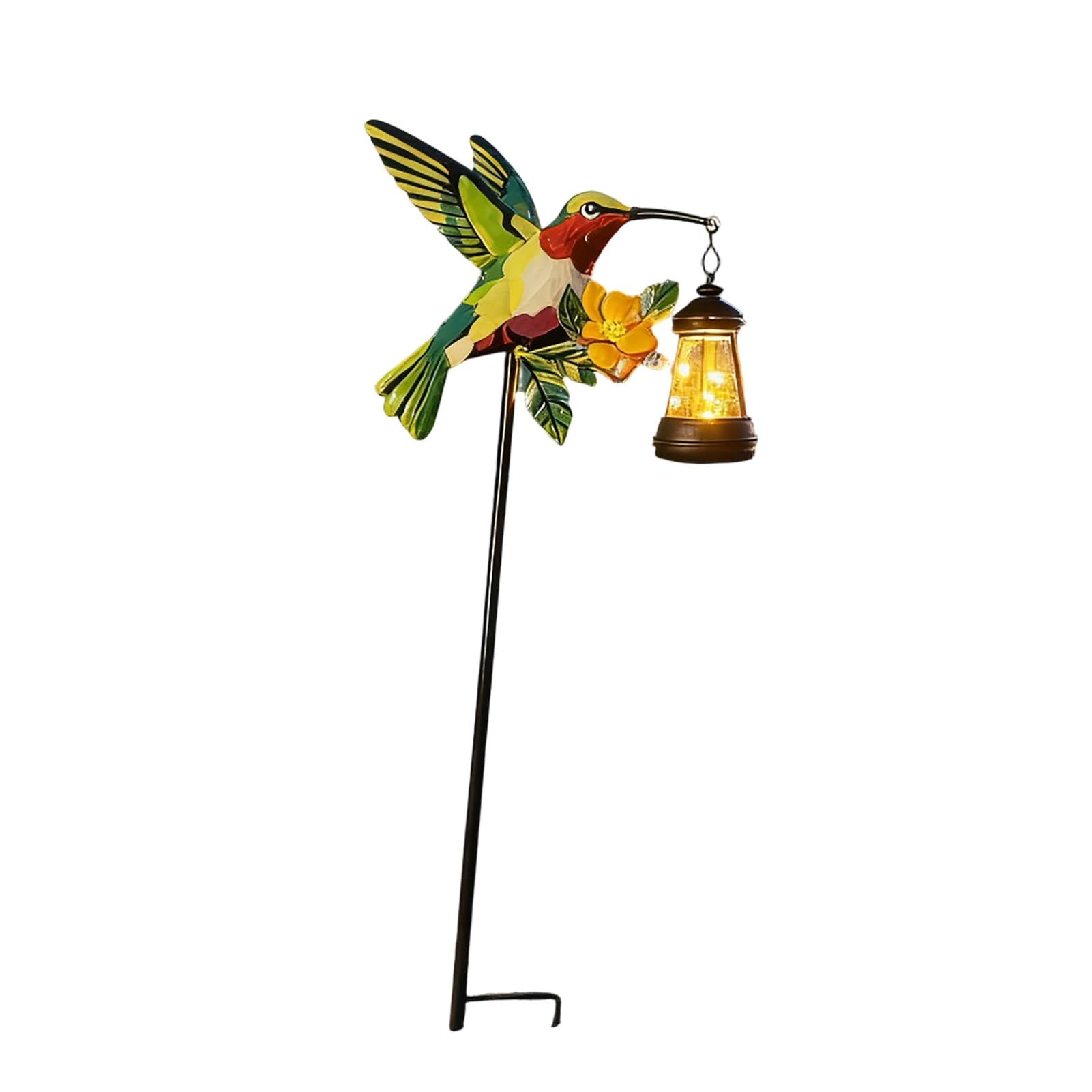 Pasisuu Solar Kingfisher Garden Stake Light, Metal Bird Yard Art with Hanging Lantern, Auto-On LED Lamp, Waterproof Outdoor Patio Decoration for Lawn Pathway, 97cm Tall Bird Decor B 1pc