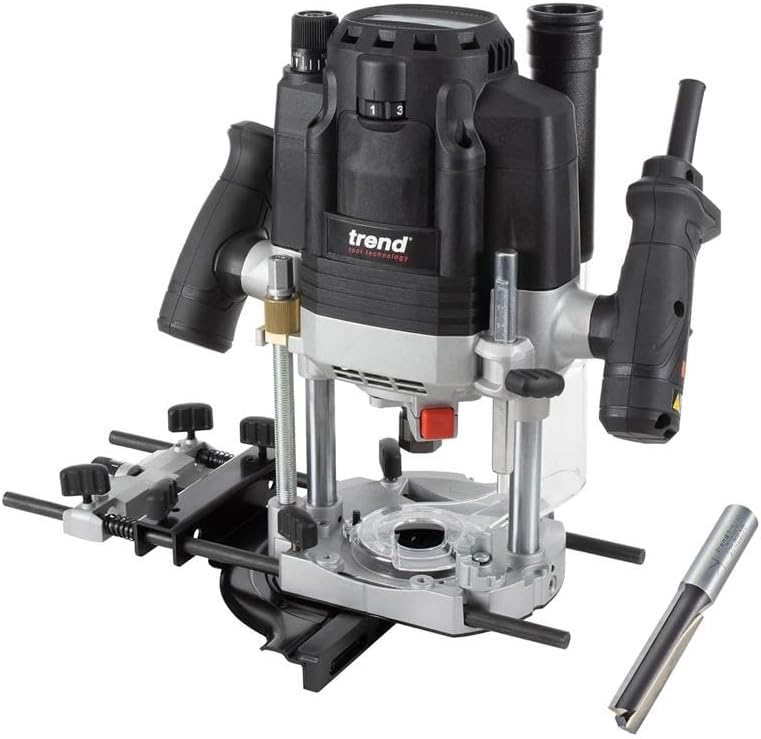 Miniatura 1 de Trend Enrutador de inmersión de modo dual de 3-14 HP con pinza de 12 pulgada y broca recta de dos flautas, punta de carburo,