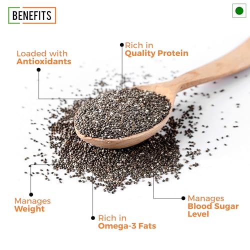 Image of Chef Urbano Chia Seeds 375g | Non-GMO and Fibre Rich Seeds | Omega-3 Seeds for Eating | Healthy Snacks