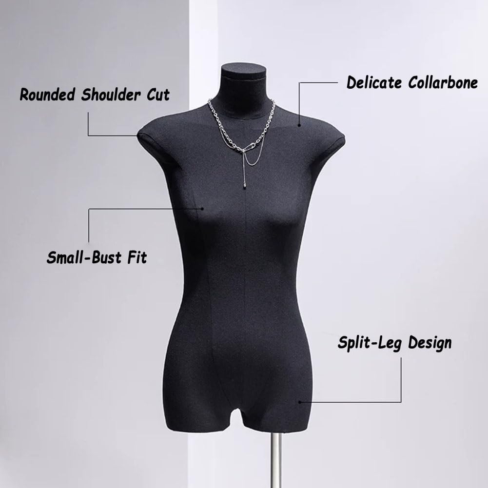 Artiz Torso Manichino Femminile/Busto da Sartoria, Busto Sartoriale Femminile Spilleabile Altezza Regolabile Pollici Ideale per Sartoria, Cucito Ed Esposizione di Abiti(Silver-B)