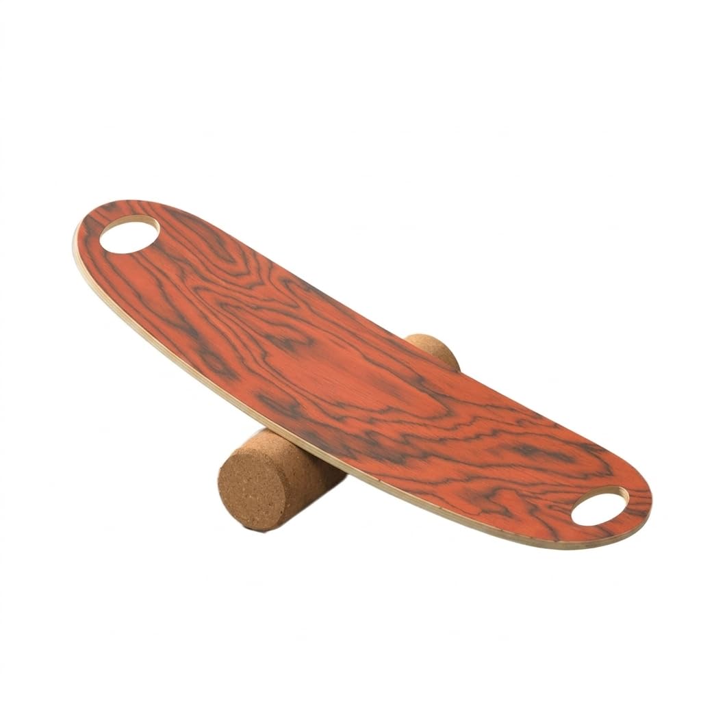 Balance Board in Legno Composito, Tavola Proprioceettiva con Rullo in, Pedana di Equilibrio Portatile per Adulti e Bambini