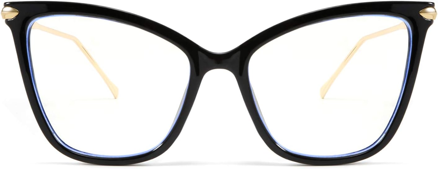 Oversized Cat Eye Glasses Frame Blue Light Blocking Eyewear for Women B2589