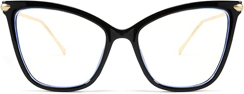 FEISEDY Gafas de ojo de gato de gran tamaño Marco de bloqueo de luz azul gafas para mujeres B2589 001 negro,002 Rojo,003 rosa,004 Transparente,005