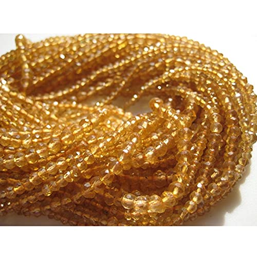 Citrine gem stone perles rondelles 3mm en quartz facetté lot de 5 fils de 14 pouces pour bijou