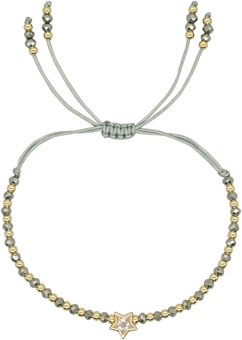 Valentines Day Handmade Boho Heart Star Friendship Beaded Strand Bracelets for Women Charm Adjustable Couples String Rope Braided Bohemia Gold Beads Bracelet Fashion Jewelry Gift